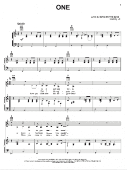 page one of One (Piano, Vocal & Guitar Chords (Right-Hand Melody))