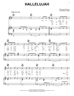 page one of Hallelujah (Piano, Vocal & Guitar Chords (Right-Hand Melody))