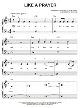 page one of Like A Prayer (Big Note Piano)