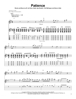 page one of Patience (Guitar Tab (Single Guitar))