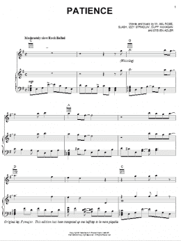 page one of Patience (Piano, Vocal & Guitar Chords (Right-Hand Melody))