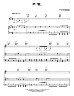 page one of Mine (Piano, Vocal & Guitar Chords (Right-Hand Melody))