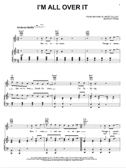 page one of I'm All Over It (Piano, Vocal & Guitar Chords (Right-Hand Melody))