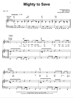 page one of Mighty To Save (Piano, Vocal & Guitar Chords (Right-Hand Melody))