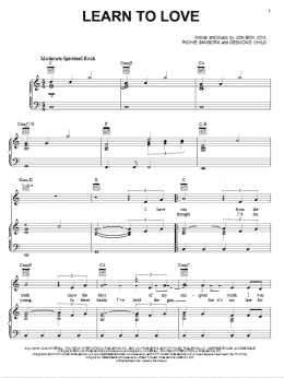 page one of Learn To Love (Piano, Vocal & Guitar Chords (Right-Hand Melody))