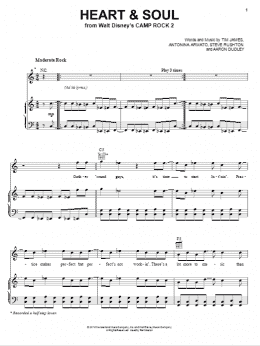 page one of Heart And Soul (from Camp Rock 2) (Piano, Vocal & Guitar Chords (Right-Hand Melody))