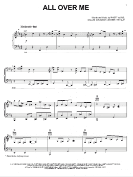 page one of All Over Me (Piano, Vocal & Guitar Chords (Right-Hand Melody))