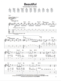 page one of Beautiful (Easy Guitar Tab)