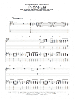 page one of In One Ear (Guitar Tab)
