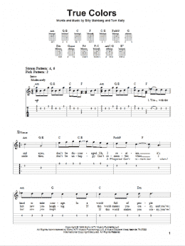 page one of True Colors (Easy Guitar Tab)