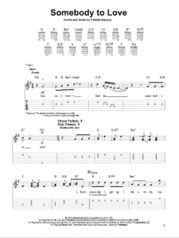 page one of Somebody To Love (Easy Guitar Tab)