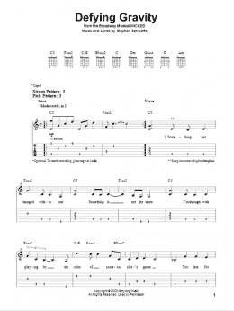 page one of Defying Gravity (from Wicked) (Easy Guitar Tab)