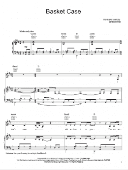 page one of Basket Case (Piano, Vocal & Guitar Chords (Right-Hand Melody))