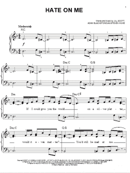 page one of Hate On Me (Easy Piano)