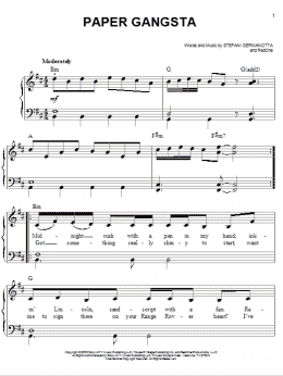 page one of Paper Gangsta (Easy Piano)