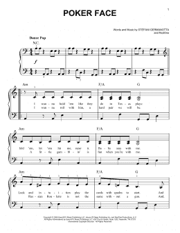 page one of Poker Face (Easy Piano)