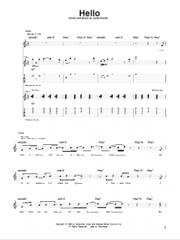 page one of Hello (Guitar Tab)