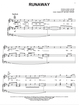 page one of Runaway (Piano, Vocal & Guitar Chords (Right-Hand Melody))