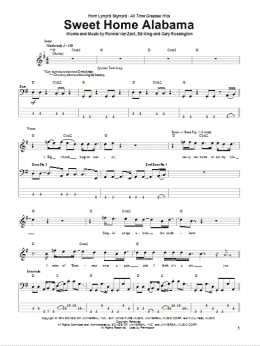 page one of Sweet Home Alabama (Bass Guitar Tab)