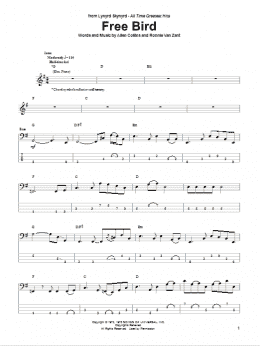 page one of Free Bird (Bass Guitar Tab)