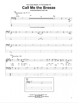 page one of Call Me The Breeze (Bass Guitar Tab)