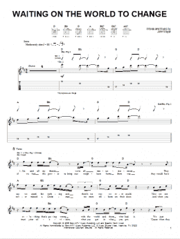 page one of Waiting On The World To Change (Easy Guitar)