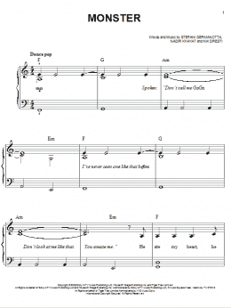 page one of Monster (Easy Piano)