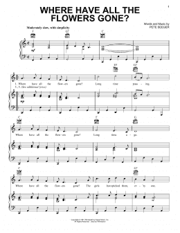 page one of Where Have All The Flowers Gone? (Piano, Vocal & Guitar Chords (Right-Hand Melody))