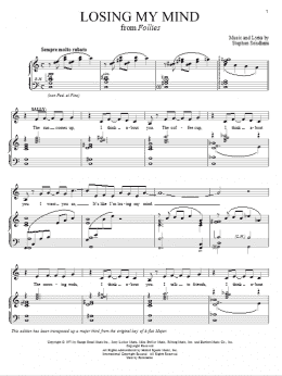 page one of Losing My Mind (Piano & Vocal)