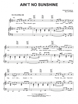 page one of Ain't No Sunshine (Piano, Vocal & Guitar Chords (Right-Hand Melody))