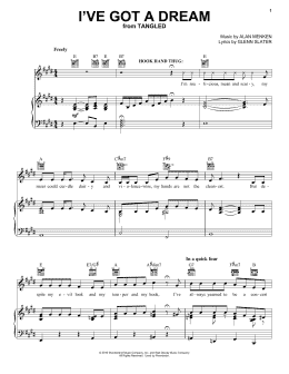 page one of I've Got A Dream (from Tangled) (Piano, Vocal & Guitar Chords (Right-Hand Melody))