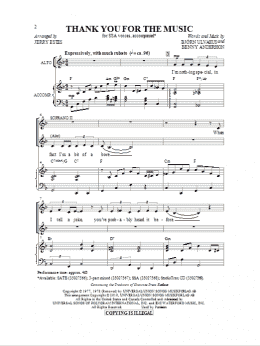 page one of Thank You For The Music (arr. Jerry Estes) (SSA Choir)