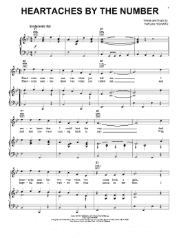 page one of Heartaches By The Number (Piano, Vocal & Guitar Chords (Right-Hand Melody))