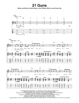 page one of 21 Guns (Guitar Tab (Single Guitar))