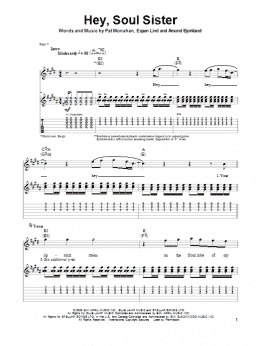 page one of Hey, Soul Sister (Guitar Tab (Single Guitar))