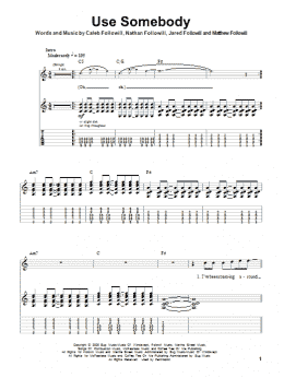 page one of Use Somebody (Guitar Tab (Single Guitar))