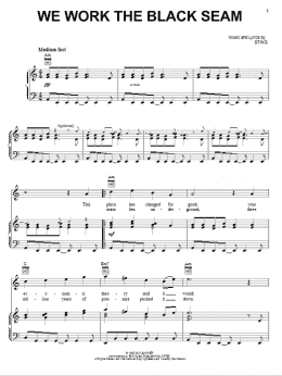 page one of We Work The Black Seam (Piano, Vocal & Guitar Chords (Right-Hand Melody))