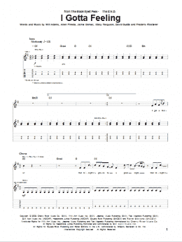 page one of I Gotta Feeling (Guitar Tab)