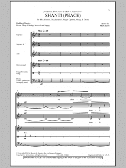 page one of Shanti (Peace) (SSA Choir)