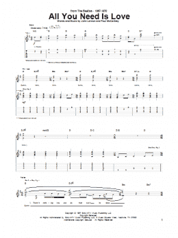 page one of All You Need Is Love (Guitar Tab)