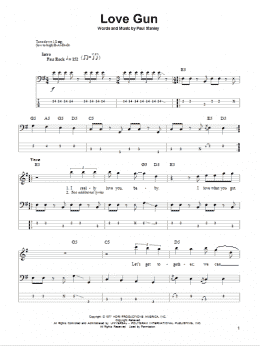 page one of Love Gun (Bass Guitar Tab)