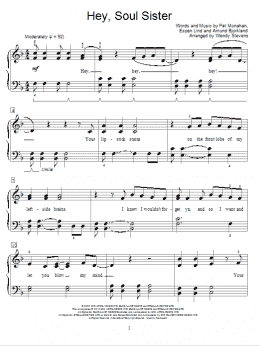 page one of Hey, Soul Sister (Educational Piano)