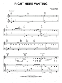 page one of Right Here Waiting (Piano, Vocal & Guitar Chords (Right-Hand Melody))