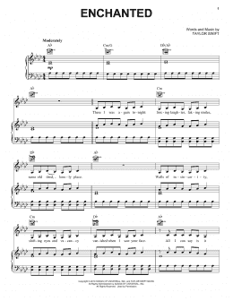 page one of Enchanted (Piano, Vocal & Guitar Chords (Right-Hand Melody))