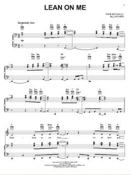 page one of Lean On Me (Piano, Vocal & Guitar Chords (Right-Hand Melody))