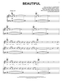 page one of Beautiful (Piano, Vocal & Guitar Chords (Right-Hand Melody))