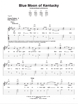 page one of Blue Moon Of Kentucky (Easy Guitar Tab)