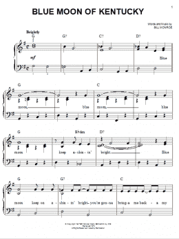 page one of Blue Moon Of Kentucky (Easy Piano)