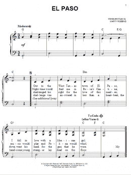 page one of El Paso (Easy Piano)