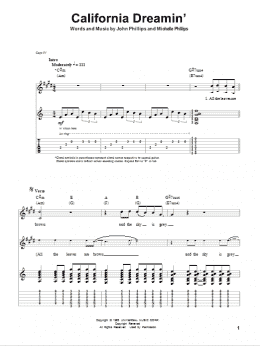 page one of California Dreamin' (Guitar Tab (Single Guitar))